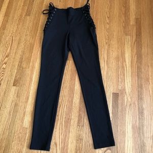 High rise black ankle pants